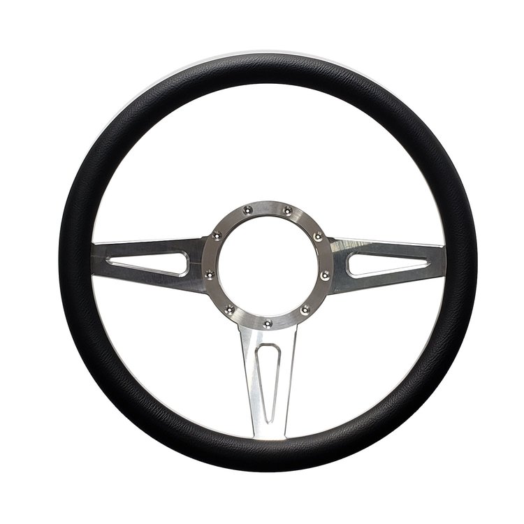 SW-07-B Steering Wheel [Beige Wrap, Machined Finish]