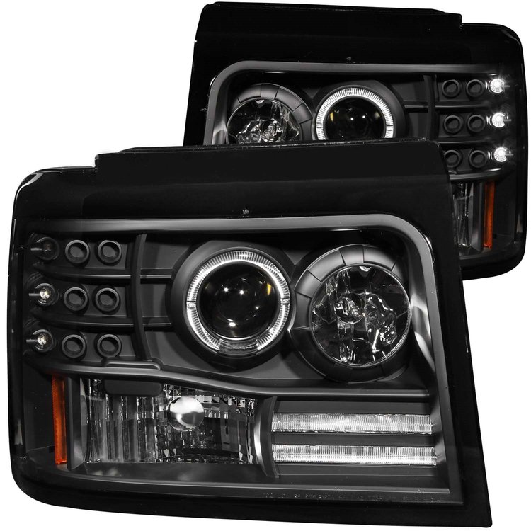 111184 Black Housing Headlights 1992-1996 Ford Bronco/F-Series Pickup