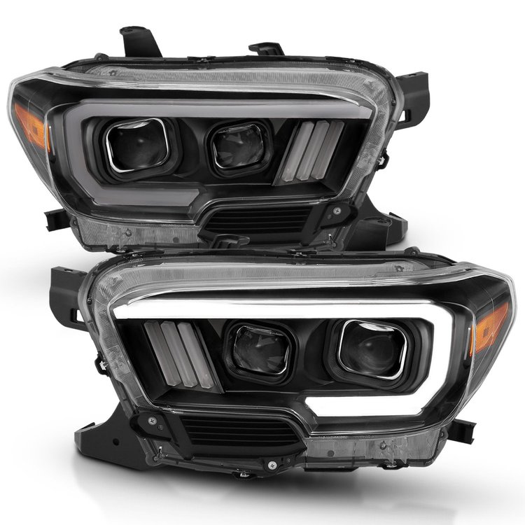 111379 Black Housing Headlights 2016-2017 Toyota Tacoma
