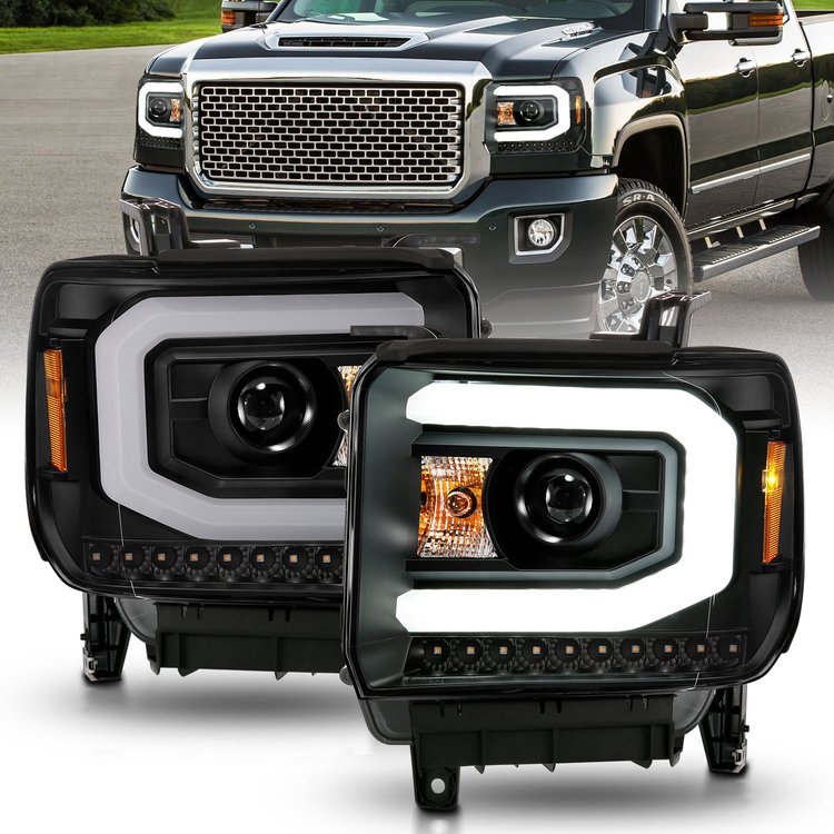 111513 Projector Headlight Set w/Halo Fits Select GMC Sierra 1500, GMC Sierra 2500 HD, GMC Sierra 3500 HD, GMC Sierra