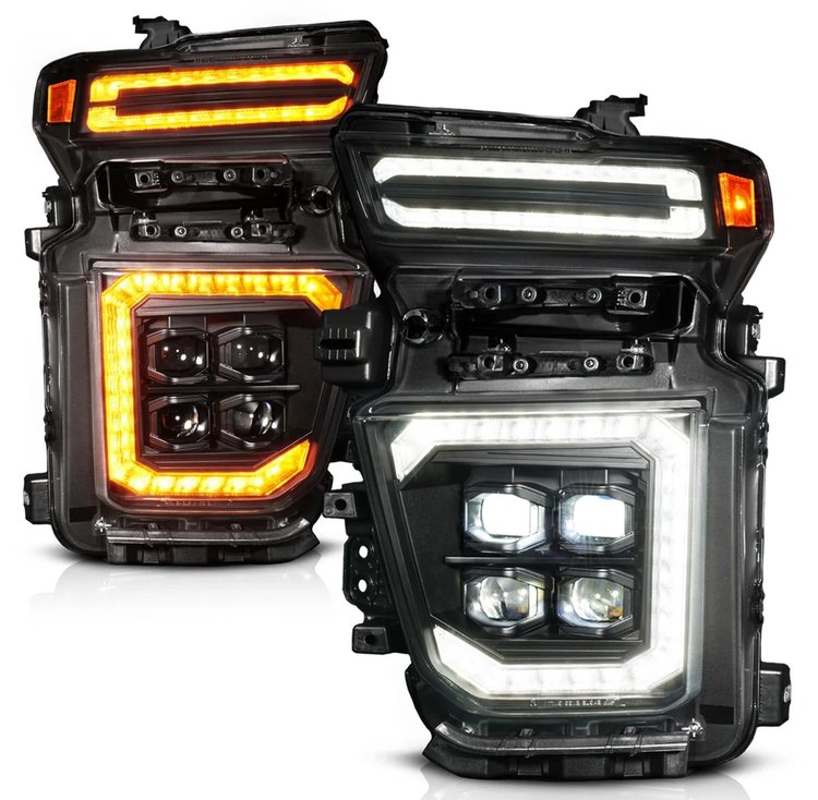 111619X Full LED Z-Series Projector Headlights for 2020-2024 Chevy Silverado 2500, 3500 HD Trucks