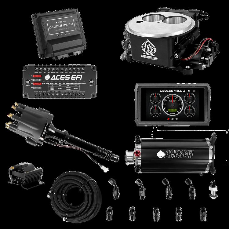 Complete Deuces Wild 2 EFI Conversion Kit for 2300-Flange Intake Manifolds [Black]