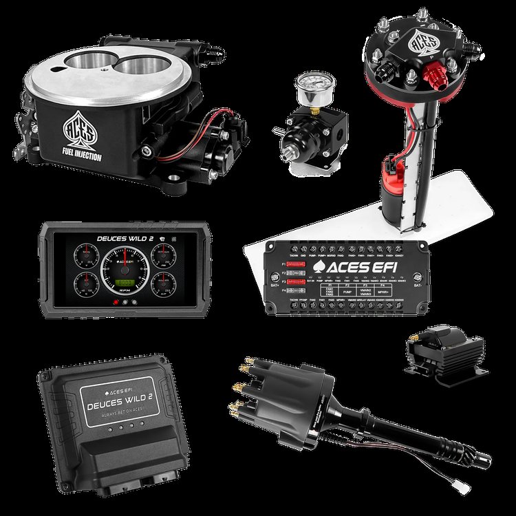 Complete Deuces Wild 2 EFI Conversion Kit for 2300-Flange Intake Manifolds [Black]