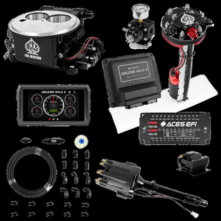 Complete Deuces Wild 2 EFI Conversion Kit for 2300-Flange Intake Manifolds [Black]