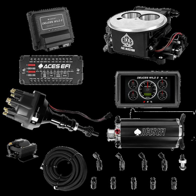 Complete Deuces Wild 2 EFI Conversion Kit for 2300-Flange Intake Manifolds [Black]