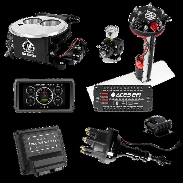 Complete Deuces Wild 2 EFI Conversion Kit for 2300-Flange Intake Manifolds [Black]