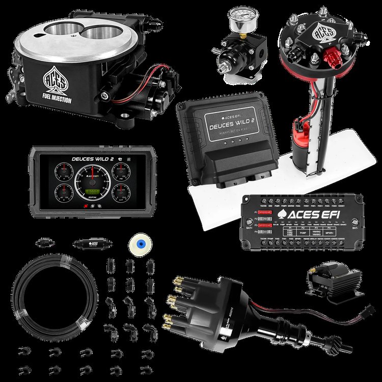 Complete Deuces Wild 2 EFI Conversion Kit for 2300-Flange Intake Manifolds [Black]