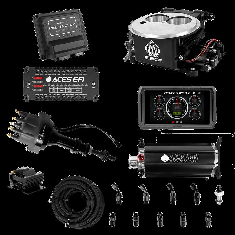 Complete Deuces Wild 2 EFI Conversion Kit for 2300-Flange Intake Manifolds [Black]