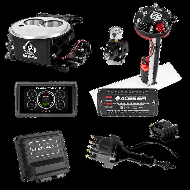 Complete Deuces Wild 2 EFI Conversion Kit for 2300-Flange Intake Manifolds [Black]