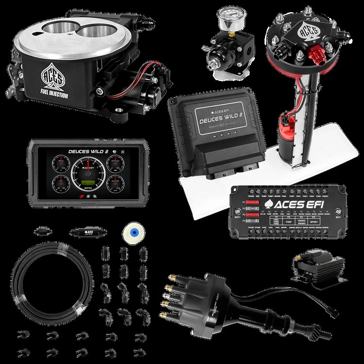 Complete Deuces Wild 2 EFI Conversion Kit for 2300-Flange Intake Manifolds [Black]