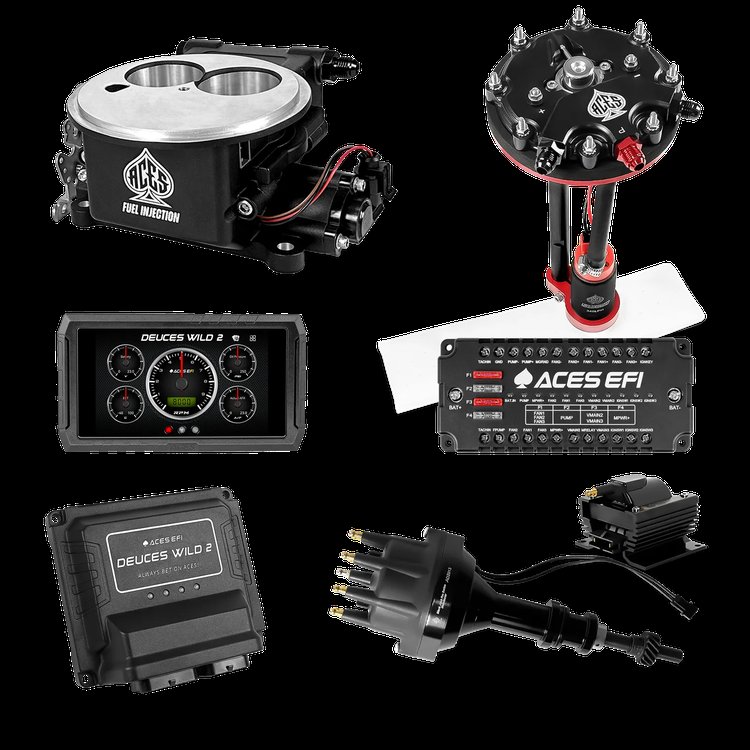 Complete Deuces Wild 2 EFI Conversion Kit for 2300-Flange Intake Manifolds [Black]