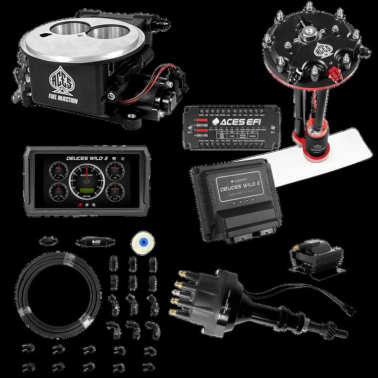 Complete Deuces Wild 2 EFI Conversion Kit for 2300-Flange Intake Manifolds [Black]