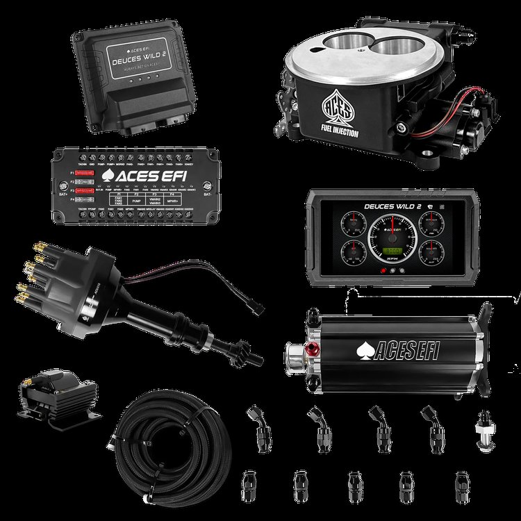 Complete Deuces Wild 2 EFI Conversion Kit for 2300-Flange Intake Manifolds [Black]