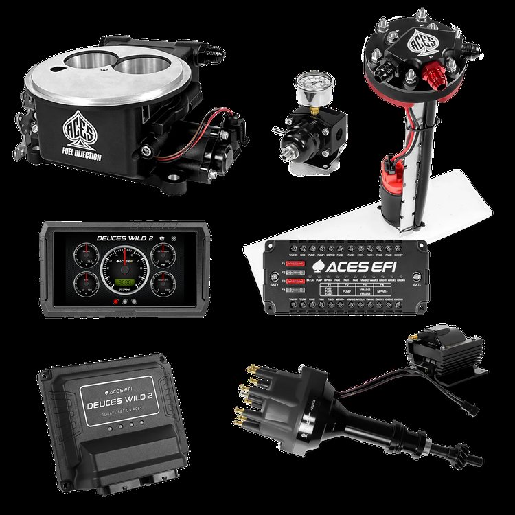 Complete Deuces Wild 2 EFI Conversion Kit for 2300-Flange Intake Manifolds [Black]