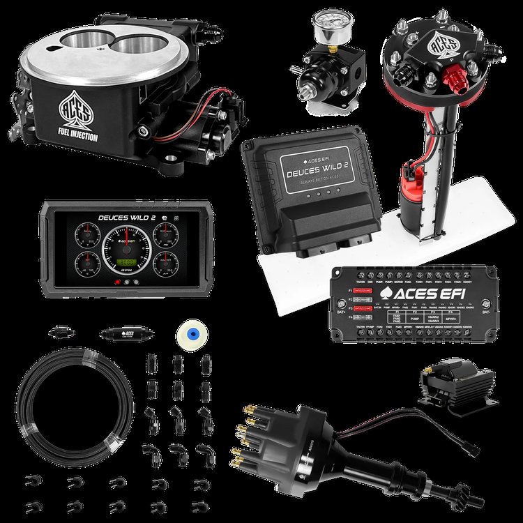 Complete Deuces Wild 2 EFI Conversion Kit for 2300-Flange Intake Manifolds [Black]