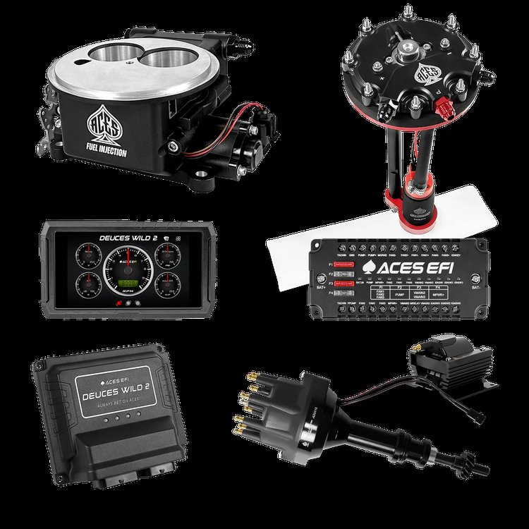 Complete Deuces Wild 2 EFI Conversion Kit for 2300-Flange Intake Manifolds [Black]