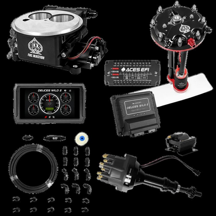 Complete Deuces Wild 2 EFI Conversion Kit for 2300-Flange Intake Manifolds [Black]