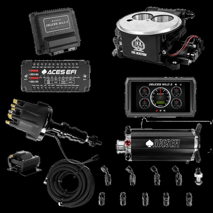 Complete Deuces Wild 2 EFI Conversion Kit for 2300-Flange Intake Manifolds [Black]