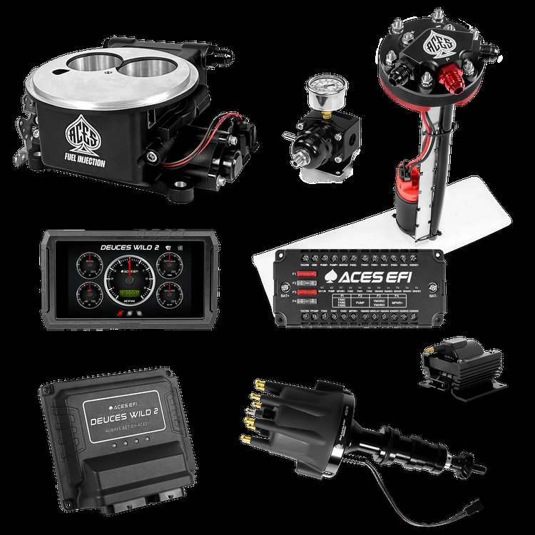 Complete Deuces Wild 2 EFI Conversion Kit for 2300-Flange Intake Manifolds [Black]
