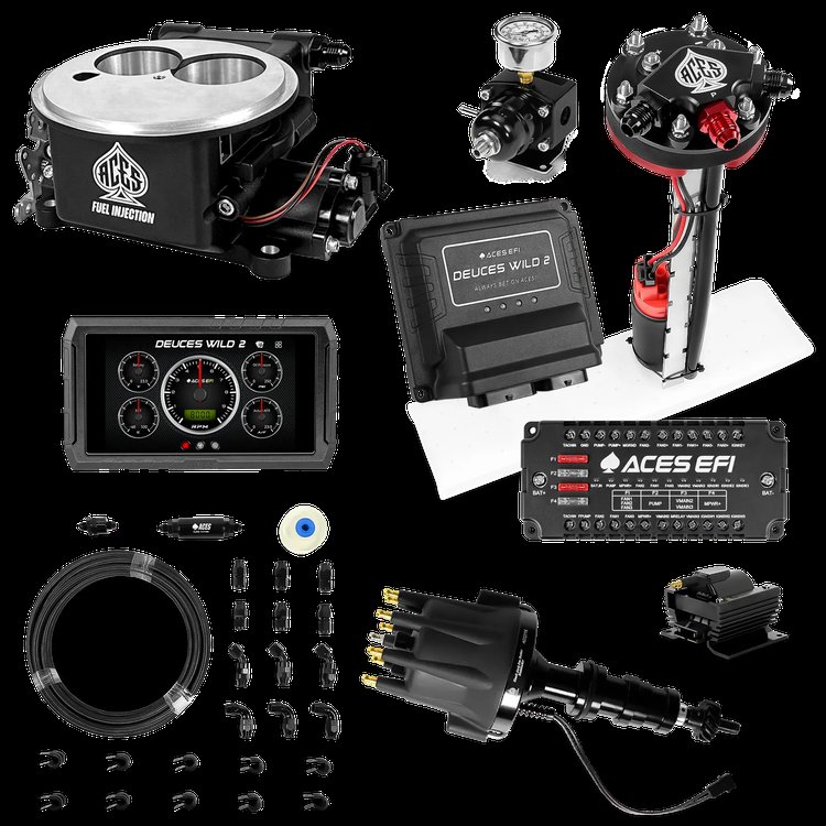 Complete Deuces Wild 2 EFI Conversion Kit for 2300-Flange Intake Manifolds [Black]
