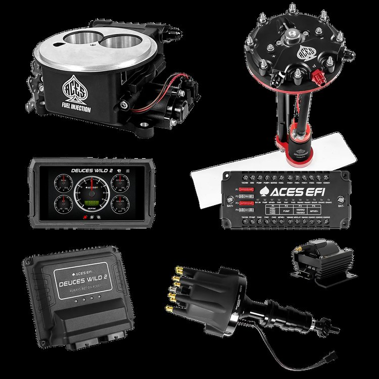 Complete Deuces Wild 2 EFI Conversion Kit for 2300-Flange Intake Manifolds [Black]