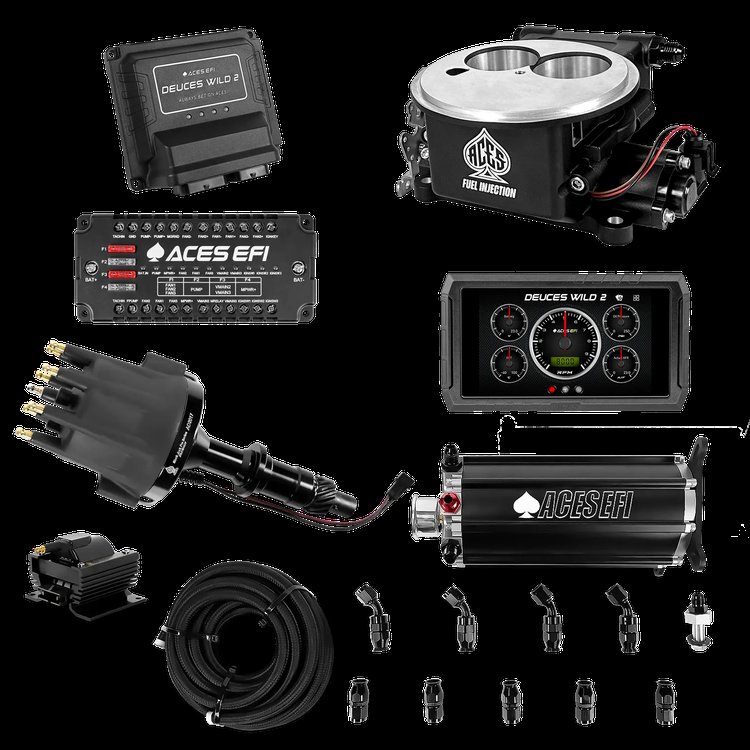 Complete Deuces Wild 2 EFI Conversion Kit for 2300-Flange Intake Manifolds [Black]