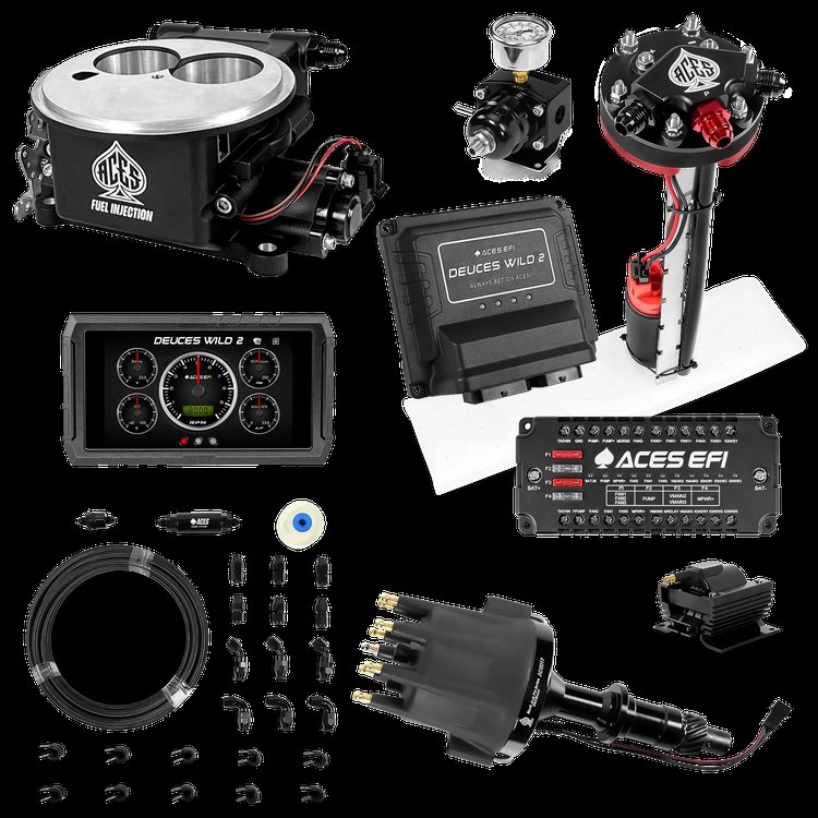 Complete Deuces Wild 2 EFI Conversion Kit for 2300-Flange Intake Manifolds [Black]