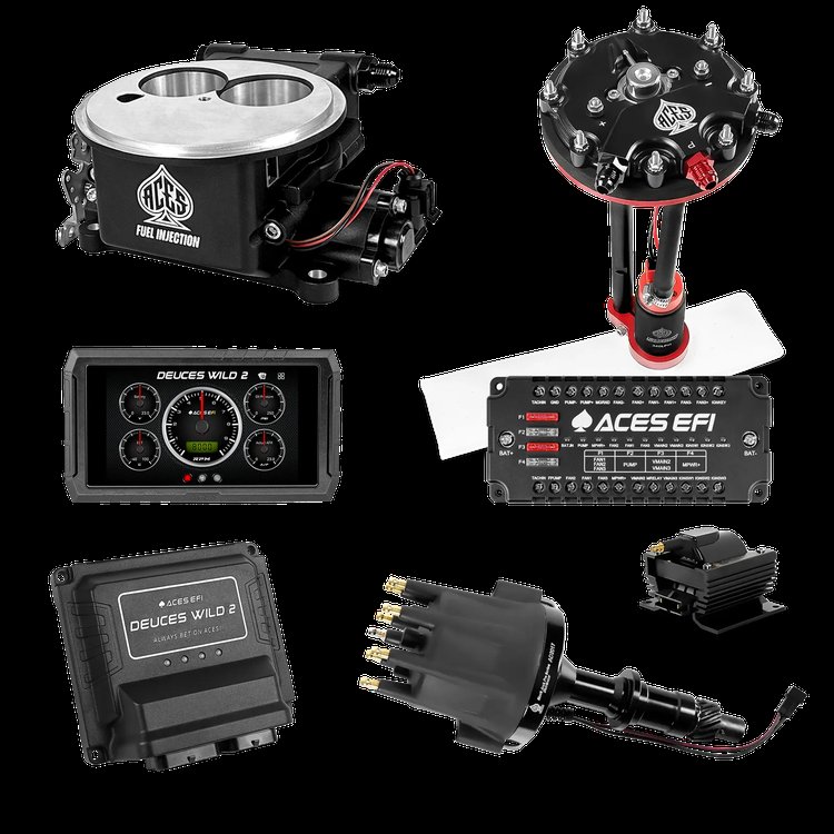 Complete Deuces Wild 2 EFI Conversion Kit for 2300-Flange Intake Manifolds [Black]