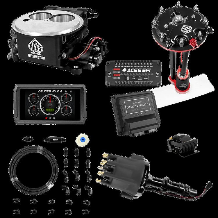 Complete Deuces Wild 2 EFI Conversion Kit for 2300-Flange Intake Manifolds [Black]