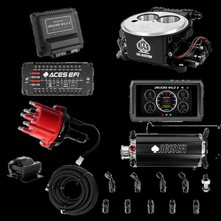 Complete Deuces Wild 2 EFI Conversion Kit for 2300-Flange Intake Manifolds [Black]