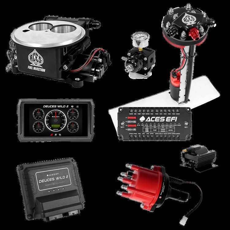 Complete Deuces Wild 2 EFI Conversion Kit for 2300-Flange Intake Manifolds [Black]