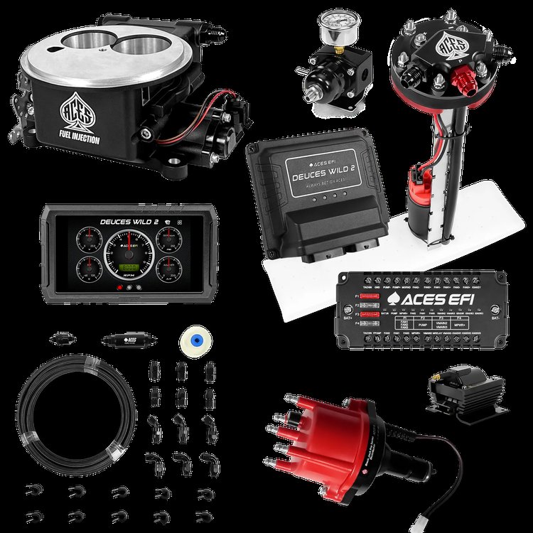Complete Deuces Wild 2 EFI Conversion Kit for 2300-Flange Intake Manifolds [Black]
