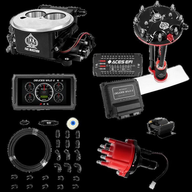 Complete Deuces Wild 2 EFI Conversion Kit for 2300-Flange Intake Manifolds [Black]
