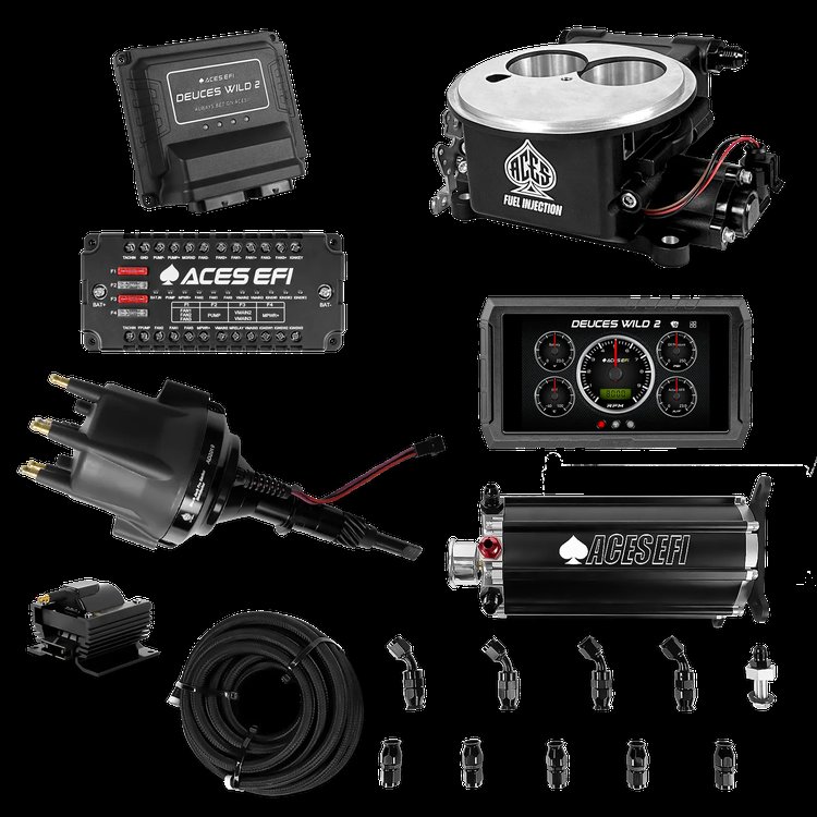 Complete Deuces Wild 2 EFI Conversion Kit for 2300-Flange Intake Manifolds [Black]
