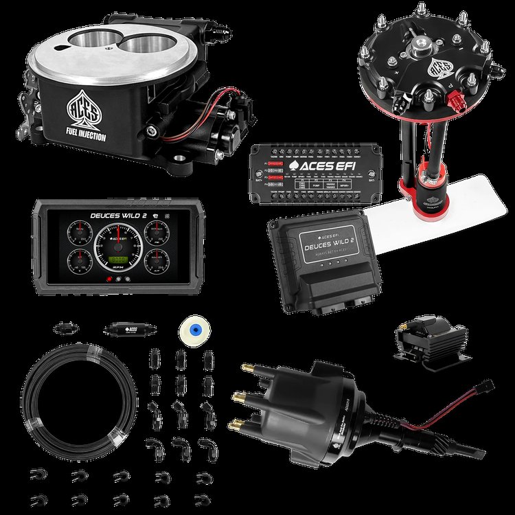 Complete Deuces Wild 2 EFI Conversion Kit for 2300-Flange Intake Manifolds [Black]