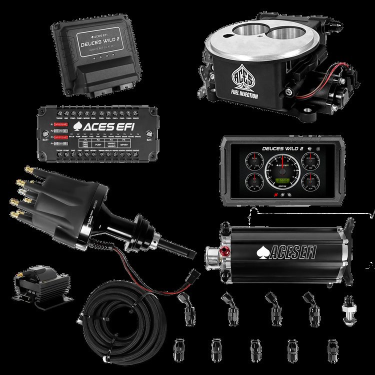 Complete Deuces Wild 2 EFI Conversion Kit for 2300-Flange Intake Manifolds [Black]