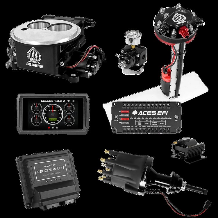 Complete Deuces Wild 2 EFI Conversion Kit for 2300-Flange Intake Manifolds [Black]