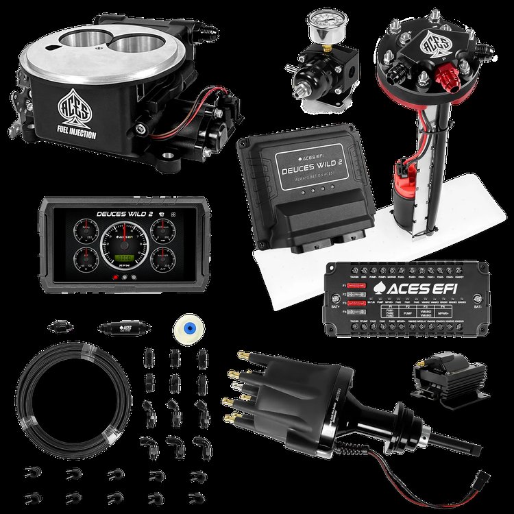 Complete Deuces Wild 2 EFI Conversion Kit for 2300-Flange Intake Manifolds [Black]