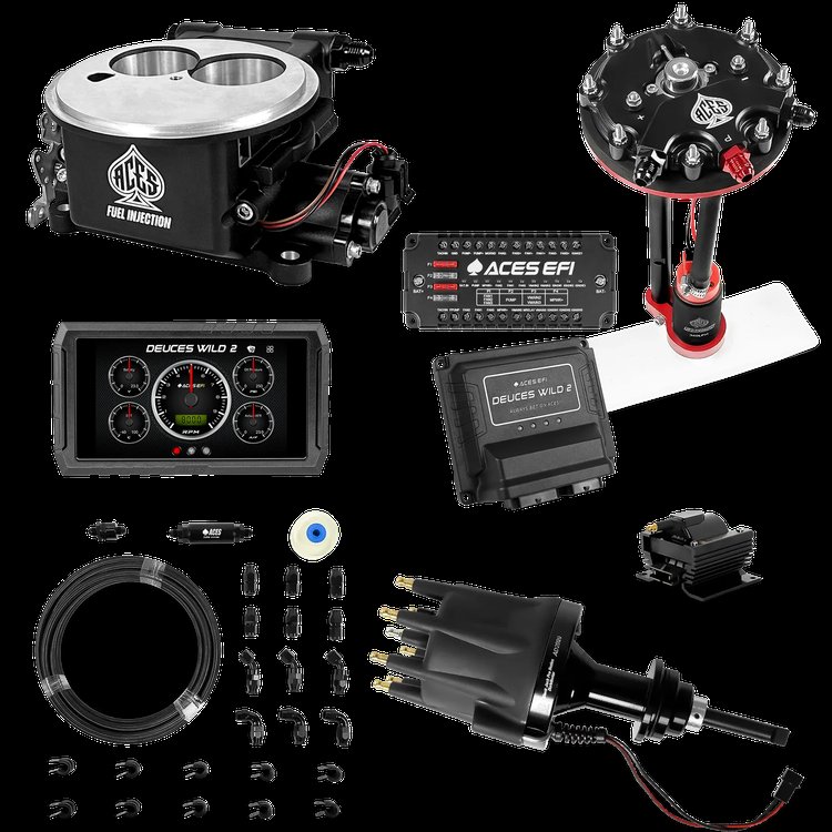 Complete Deuces Wild 2 EFI Conversion Kit for 2300-Flange Intake Manifolds [Black]