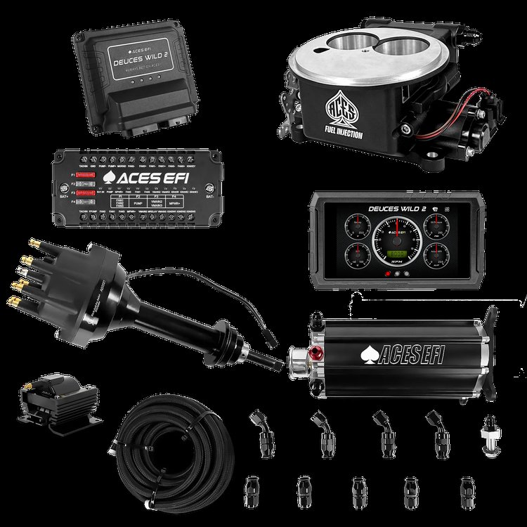 Complete Deuces Wild 2 EFI Conversion Kit for 2300-Flange Intake Manifolds [Black]