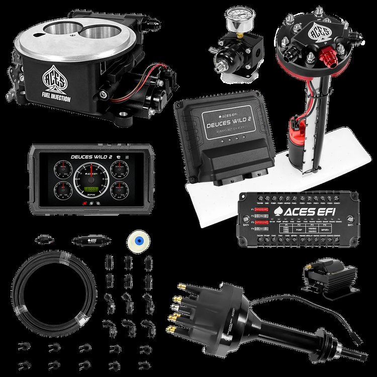 Complete Deuces Wild 2 EFI Conversion Kit for 2300-Flange Intake Manifolds [Black]
