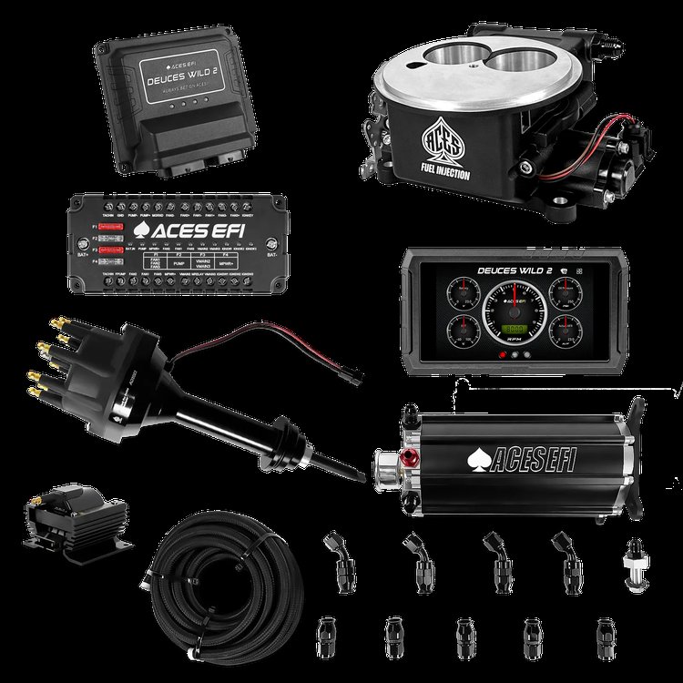Complete Deuces Wild 2 EFI Conversion Kit for 2300-Flange Intake Manifolds [Black]
