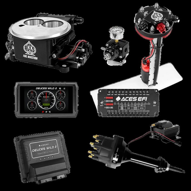 Complete Deuces Wild 2 EFI Conversion Kit for 2300-Flange Intake Manifolds [Black]