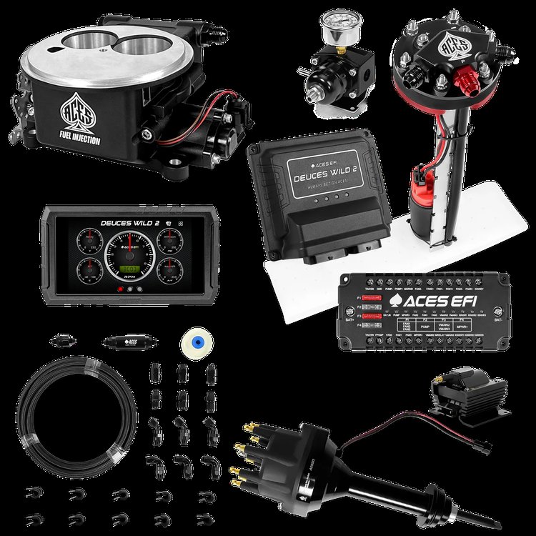 Complete Deuces Wild 2 EFI Conversion Kit for 2300-Flange Intake Manifolds [Black]