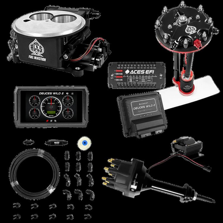 Complete Deuces Wild 2 EFI Conversion Kit for 2300-Flange Intake Manifolds [Black]