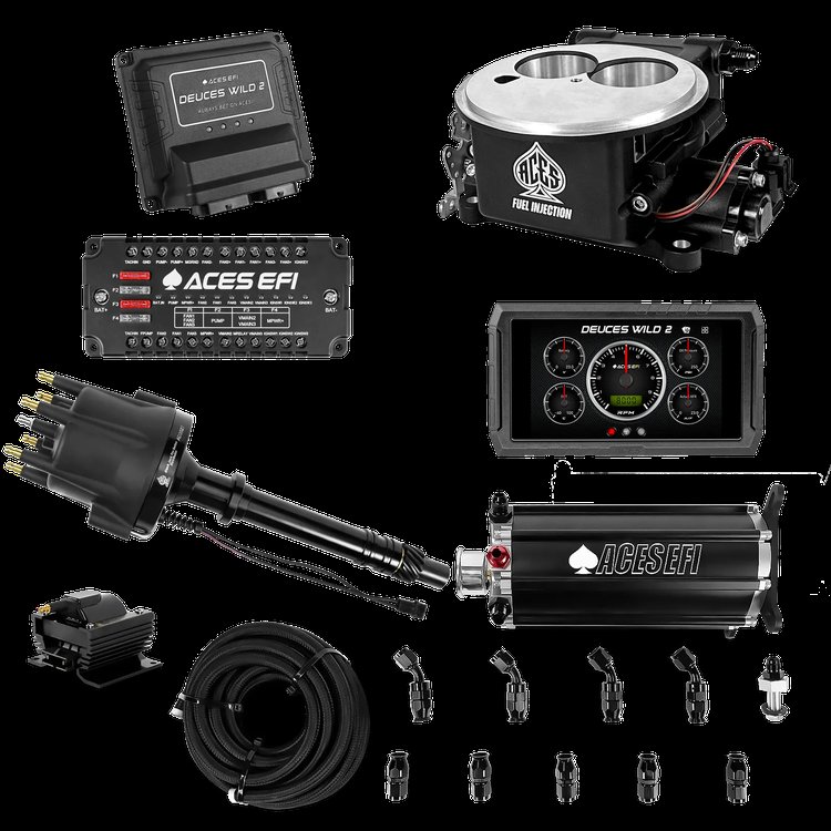 Complete Deuces Wild 2 EFI Conversion Kit for 2300-Flange Intake Manifolds [Black]