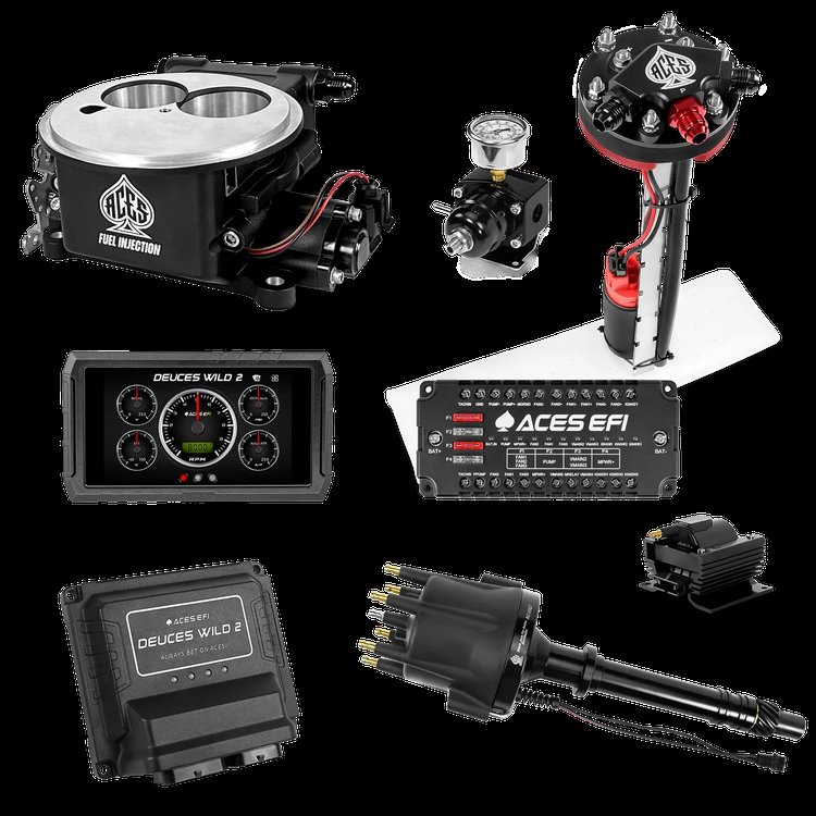 Complete Deuces Wild 2 EFI Conversion Kit for 2300-Flange Intake Manifolds [Black]