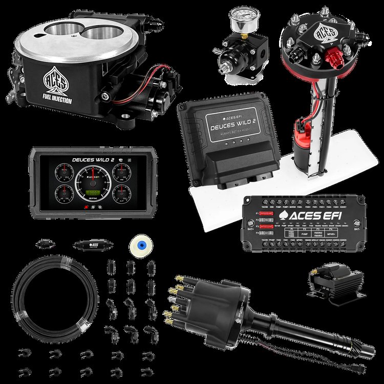 Complete Deuces Wild 2 EFI Conversion Kit for 2300-Flange Intake Manifolds [Black]
