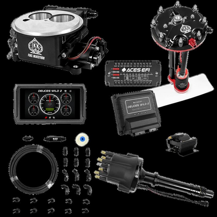 Complete Deuces Wild 2 EFI Conversion Kit for 2300-Flange Intake Manifolds [Black]