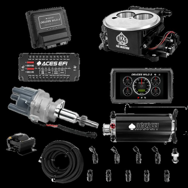 Complete Deuces Wild 2 EFI Conversion Kit for 2300-Flange Intake Manifolds [Black]